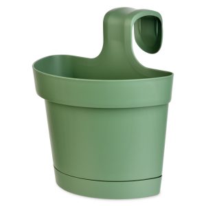 Saksija za ogradu i gelender sa zakacenim podmetacem